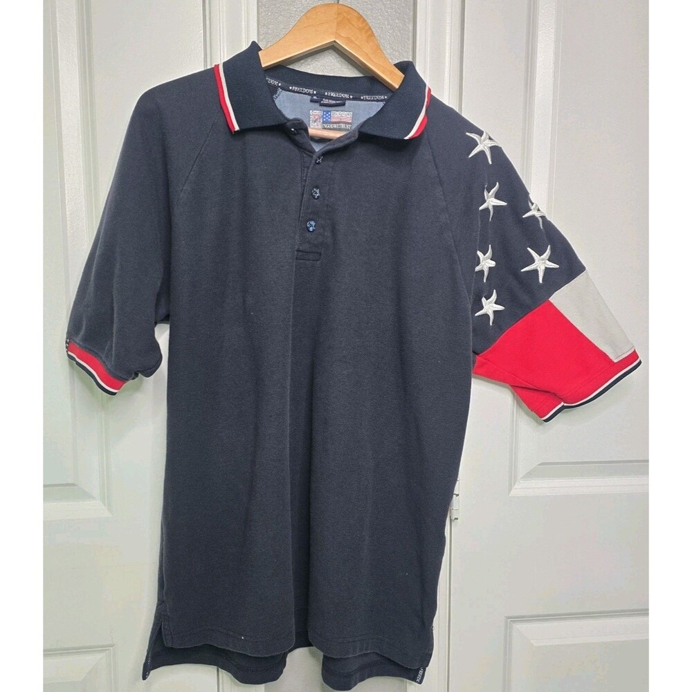 Rock Point Freedom Polo Shirt Men's XL Red/White/Blue Stars Patriotic